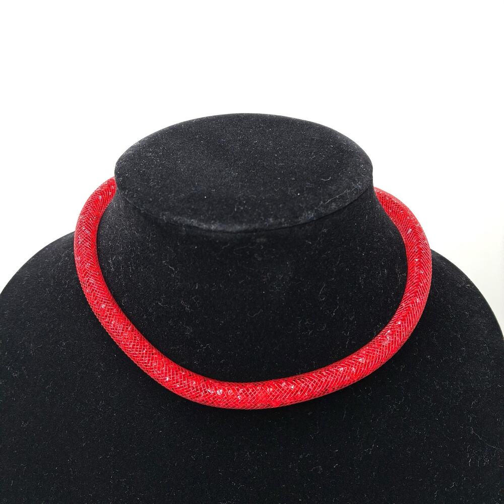 Swarovski Crystal Stardust Red Mesh Tube Necklace